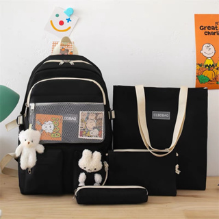 Mochila escolar de 4 peças KIT bolsa de água de grande capacidade não tem chaveiro de ursinho 3207