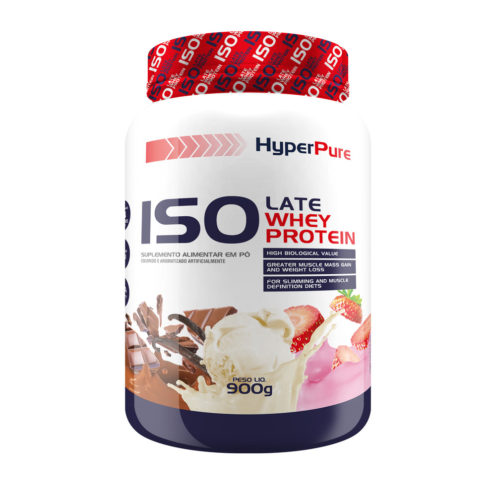 Whey Protein Isolate Iso Protein 900g – HyperPure Suplemento em pó para ganho de massa muscula magra