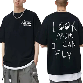 Camiseta Oversized Básica Travis Scott Algodão Streetware Larga Estilosa Look Mon I Can Fly