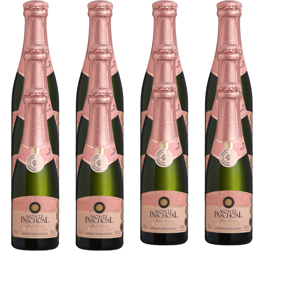 Caixa de Espumante Brut Rosé Monte Paschoal 12 x 187 ml | Shopee Brasil