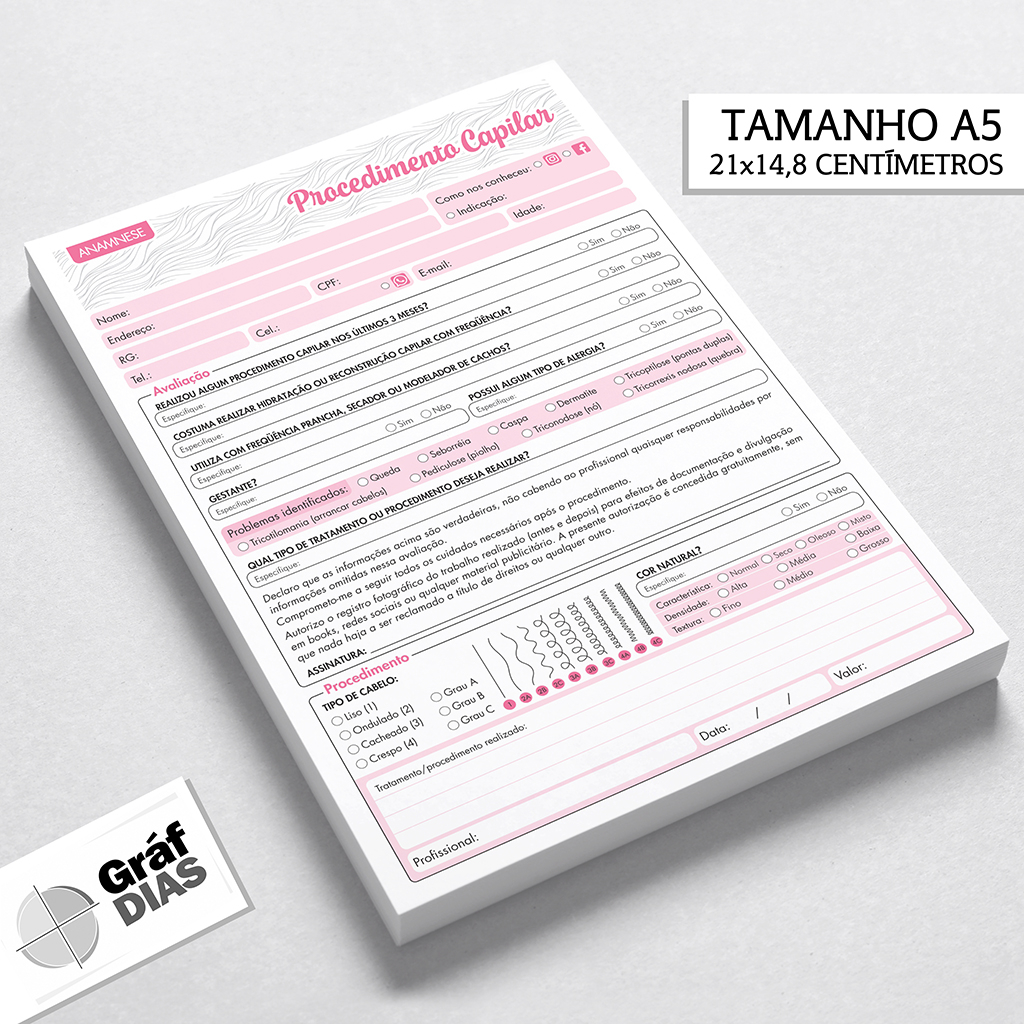 2 Bloco De Anamnese Para Procedimento Capilar Ficha Completa