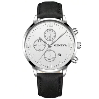 Relógio de quartzo com diamantes masculino com ponteiro redondo com calendário