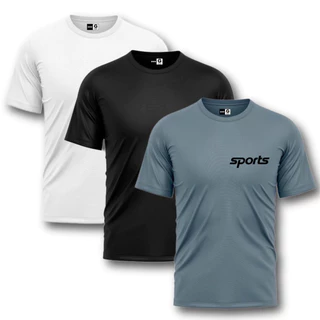Kit Com 3 Camisas Dry Fit Academia Treino Básico Masculino SPORTS