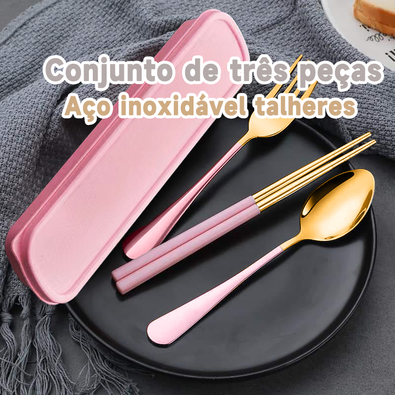conjunto de três peças de talheres de aço inoxidável 304