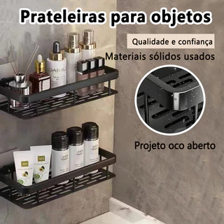 Suporte De Shampoo Organizador Prateleiras De Banheiro Sem Furo Premium Top no banheiro na Prateleiras parede de alumínio organizador multiuso Para envio imediato
