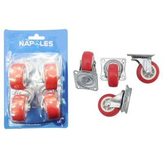 Kit 4 Rodas Rodinha Giratórias Borracha 1,50 38mm Até 30kg