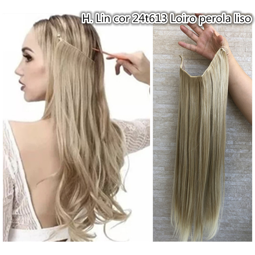 Aplique Mágico Cabelo fio Invisível Tiara cor 24t613 loiro perola