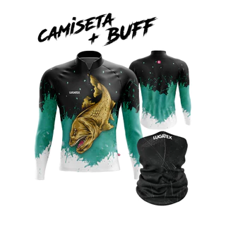 Camiseta de Pesca + Buff Com Proteção Solar UV+50