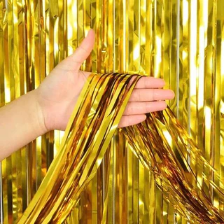 Cortina Metalizada Franja Metálica 2x1m Para Decoração De Festa
