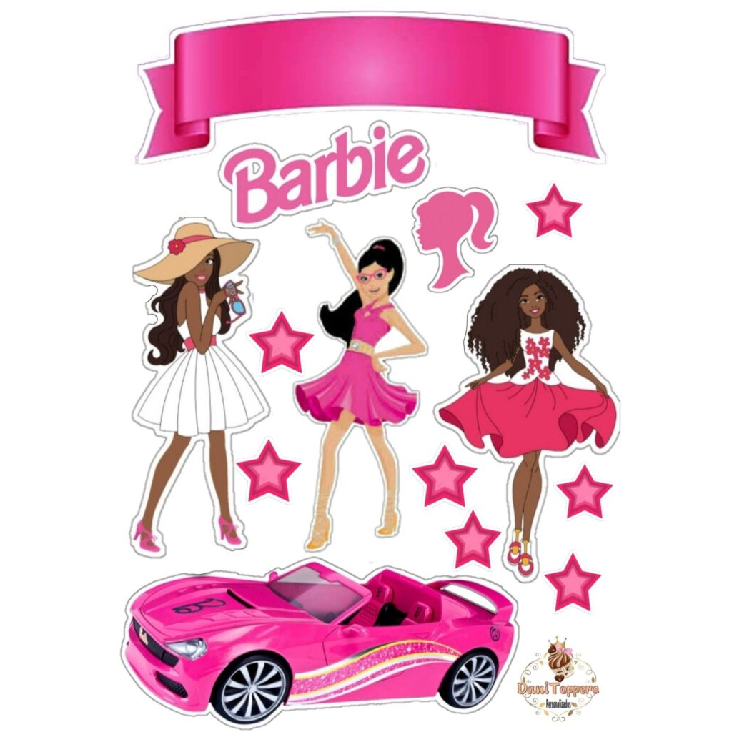 Topper bolo da barbie png