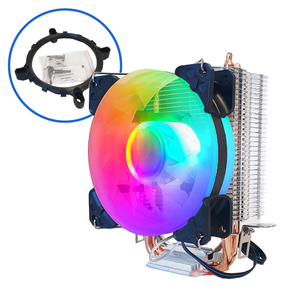 CPU Cooler Universal Led Rgb 2 Heatpipes 4 Pin Processador Intel Amd Ryzen i3 i5 i7 LGA 775, 115X, 1150, 1151, 1155, 1156, 1200, 1366, 1700 FM1, FM2, AM2, AM2+, AM3, AM3+, AM4, 754, 940, 939