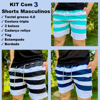 Kit 3 Short Masculino Tactel Moda Praia Verão - Envio Rápido