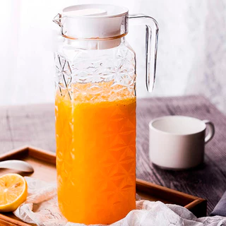 Jarra De Vidro Com Tampa Suco Água Refresco 1 Litro Resistente