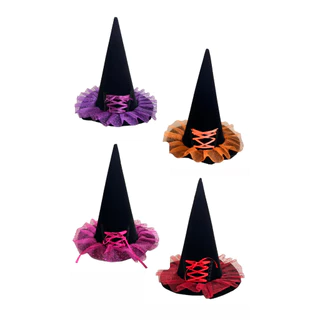 Chapéu De Bruxa Adulto Veludo Com Fita de Cetim Festa Halloween Fantasia Cosplay