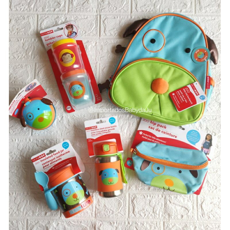 Mochila Skip Hop Cachorro, Garrafa Inox, Pote térmico, Porta Biscoito, Kit Copo, Pochete Skip Hop Cachorro. MONTE SEU KIT.