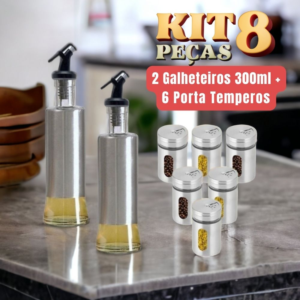 Kit Porta Temperos Condimentos Galheteiro Porta Azeite Ml Premium