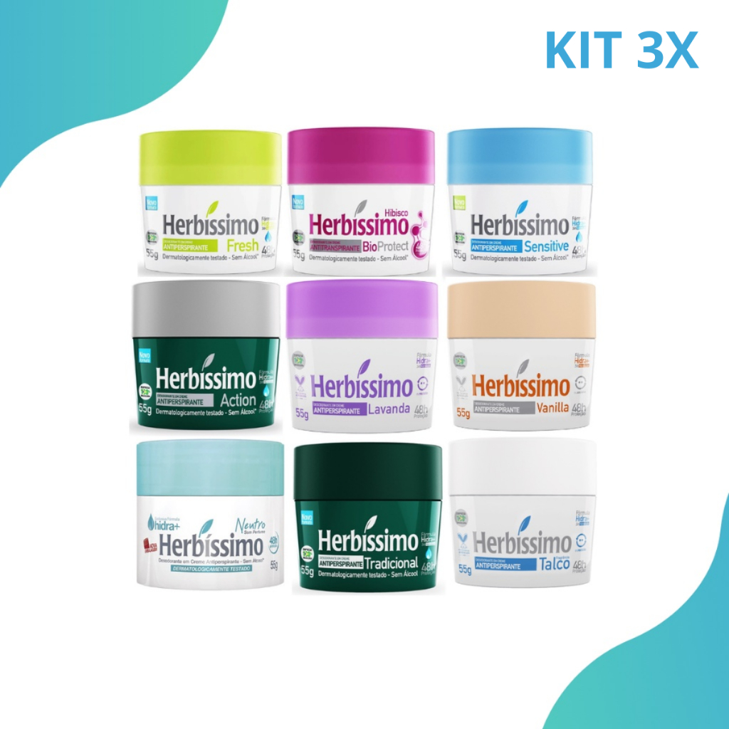 Kit 6und Desodorante em Creme Herbíssimo 55g (Protege até 48HR)