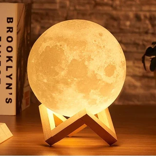Luminária Lua Cheia 3D Abajur Decoração LED com Alto Relevo e Base para Decoração Sem Fio com Suporte Dia das Crianças