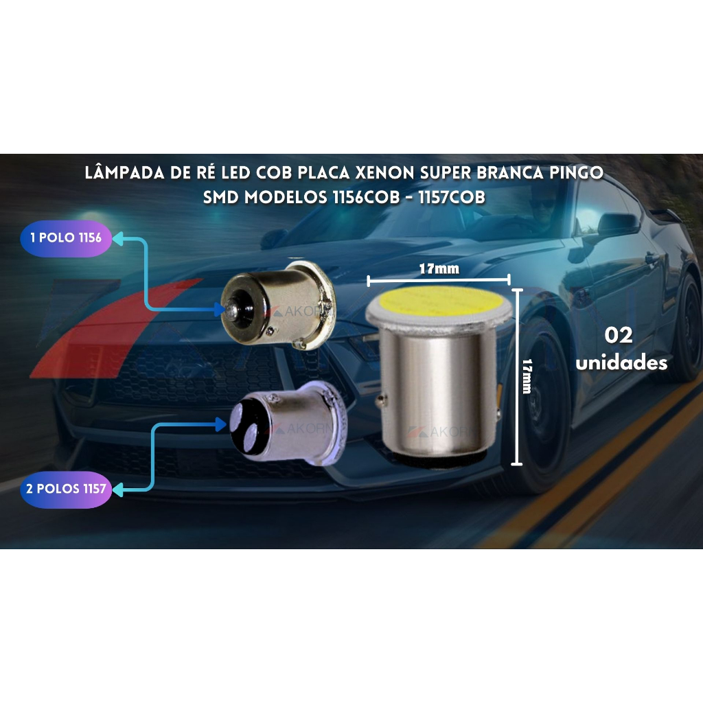 Kit 2 e 10 Lâmpada de Ré 1 POLO e 2 POLOS Led Cob Placa Xenon Super ...