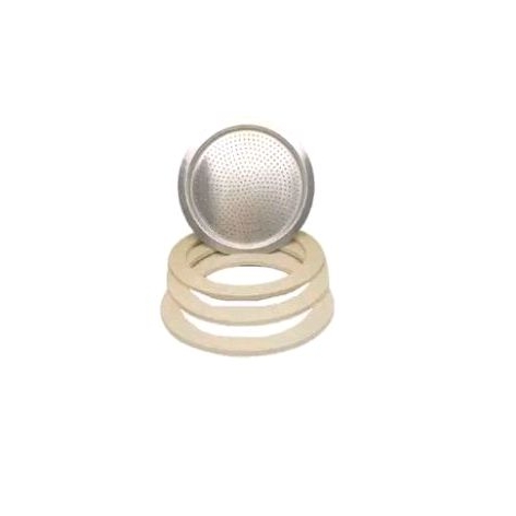 Set 4 Guarnizioni Per Moka 300 Ml - 1 Filtro In Acciaio + 3 Rondelle Silicone Per Caffettiera, Ricambi Per Macchina Da Caffè 6 Tazze, Anello Tenuta Per Caffettiere In Alluminio