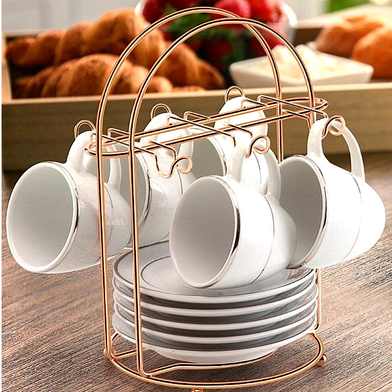 Suporte Para 6 Xícara De Café e Pires Rose Gold/ARTHI2236 | Shopee Brasil