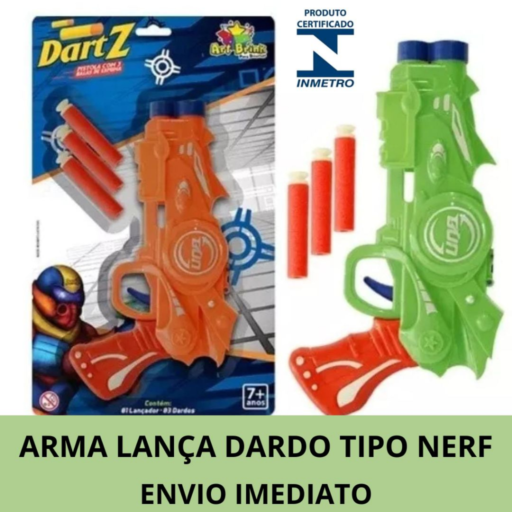 Arminha Tipo Nerf Menino Pistola Dardos Pressão Tiro Ao Alvo