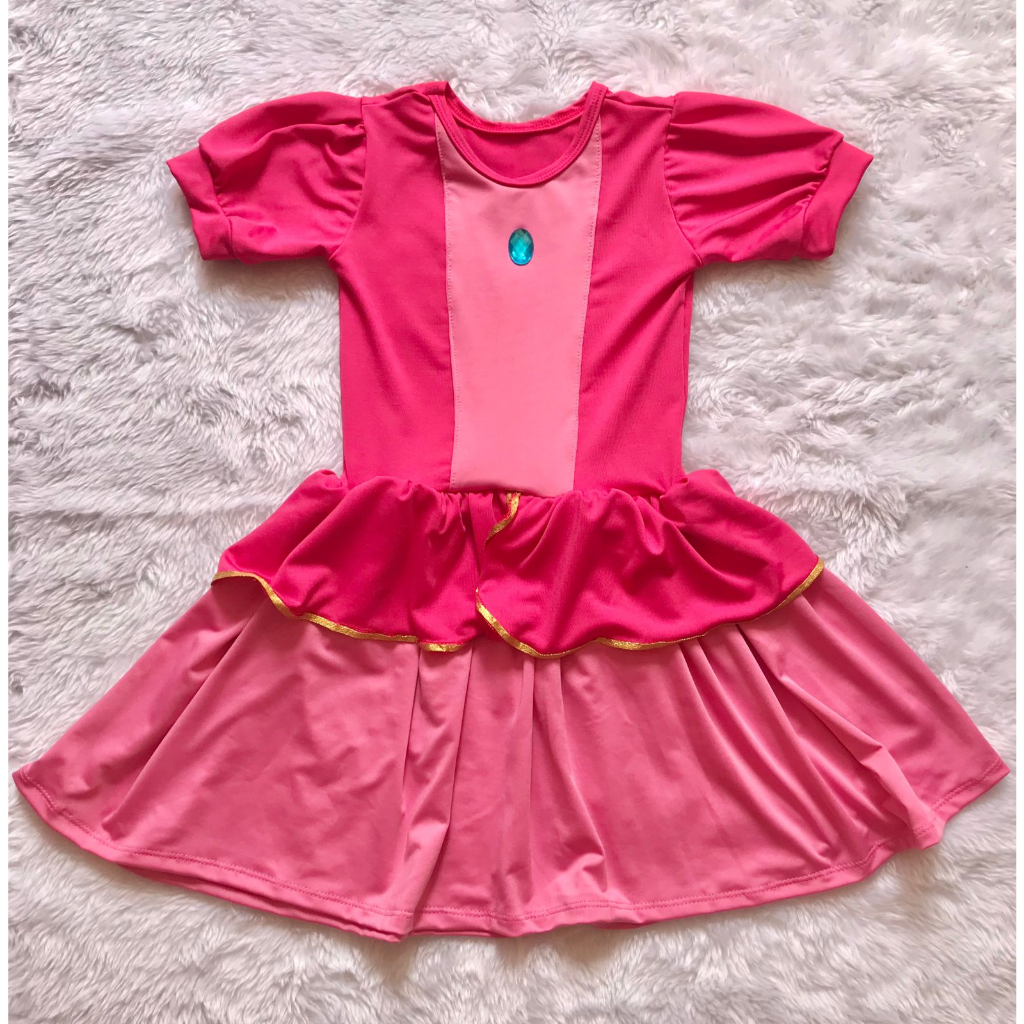 Vestido Fantasia Princesa Peach Mario Bros | Shopee Brasil