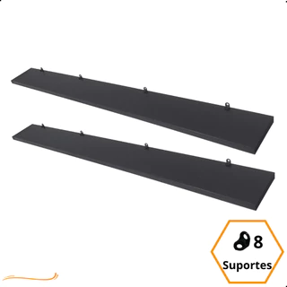 2 PrateleiraS 100x10 Com Suporte Mdf Preto Organização Para Cozinha Banheiro Quarto Dormitorio Sala Lavabo Area Gourmet Escritorio Casa Lavanderia Parede Decorativa Tabua 100cm Madeira Flutuante 100 Cm x 10 Cm Preta