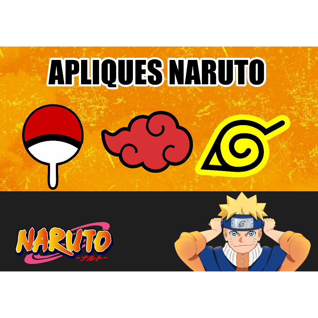 Aplique em Acrílico Símbolo Naruto Colorido (3 Peças)