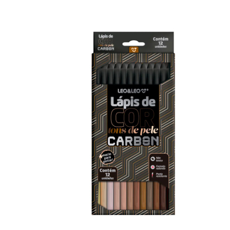 Lápis De Cor Carbon 12 Cores TONS DE PELE Redondo - Leo&Leo