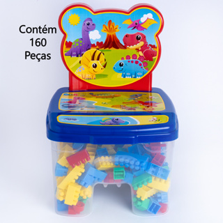 Cadeirinha Infantil Com Blocos de Montar 160 peças Cadeira Infantil Blocos  de Montar Brinquedo Encaixe