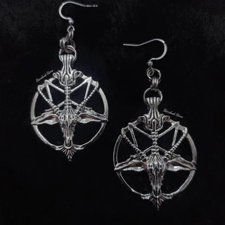 Brinco Pentagrama Goat Bode Baphomet Ganchos em Aço inoxidável Unissex Masculino Feminino dark gótico hipoalergênico