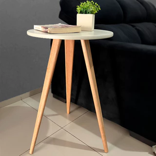 Mesa de Apoio Retrô 68cm Redonda com Pés Palito Decoração - Cores