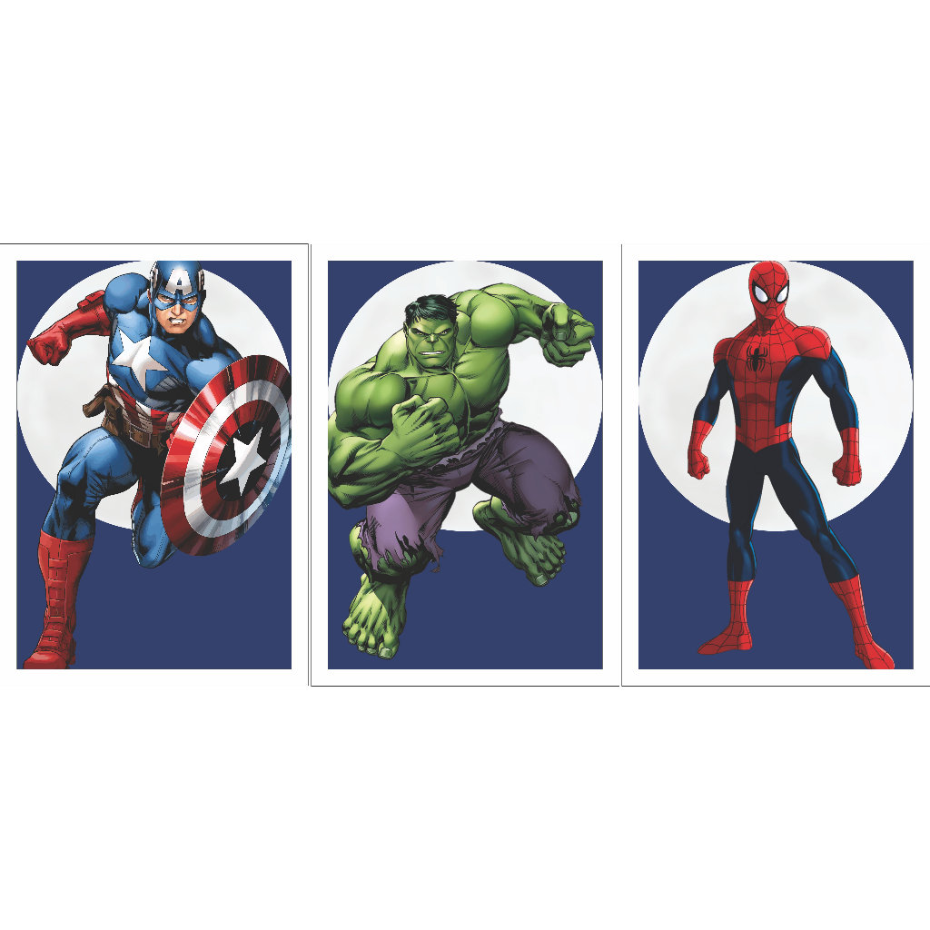 Quadros Decorativos Herois da Marvel Hulk Homem Aranha Capitao America  Vingadores | Shopee Brasil