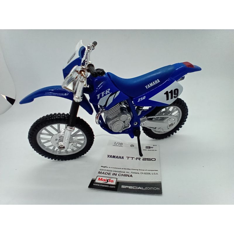 Miniatura Yamaha Ttr 250 Trilha Motocross 1/18 Maisto Moto no Shoptime