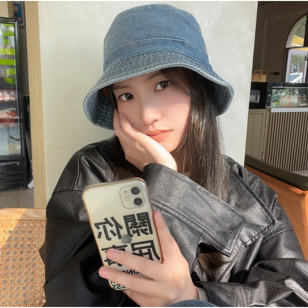 Chapéu Bucket Jeans Adulto Regulagem Unissex Pescador Proteção Solar Moda ref: FFJ 007