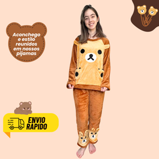 Pijama Kigurumi Adulto Animal Amarelo Fantasia Cosplay Pelúcia Macacão com  Capuz Confortável Tamanho: P