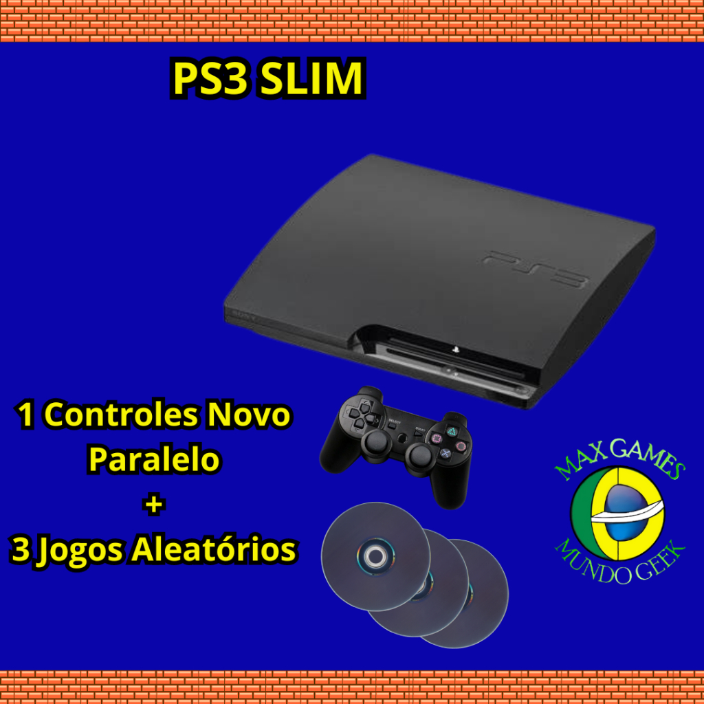 PLAYSTATION 3 SLIM - 120 GB ORIGINAL COM 3 JOGOS + 1 CONTROLE NOVO ENVIO FILMADO E FOTOGRAFADO PS3 PLAY 3