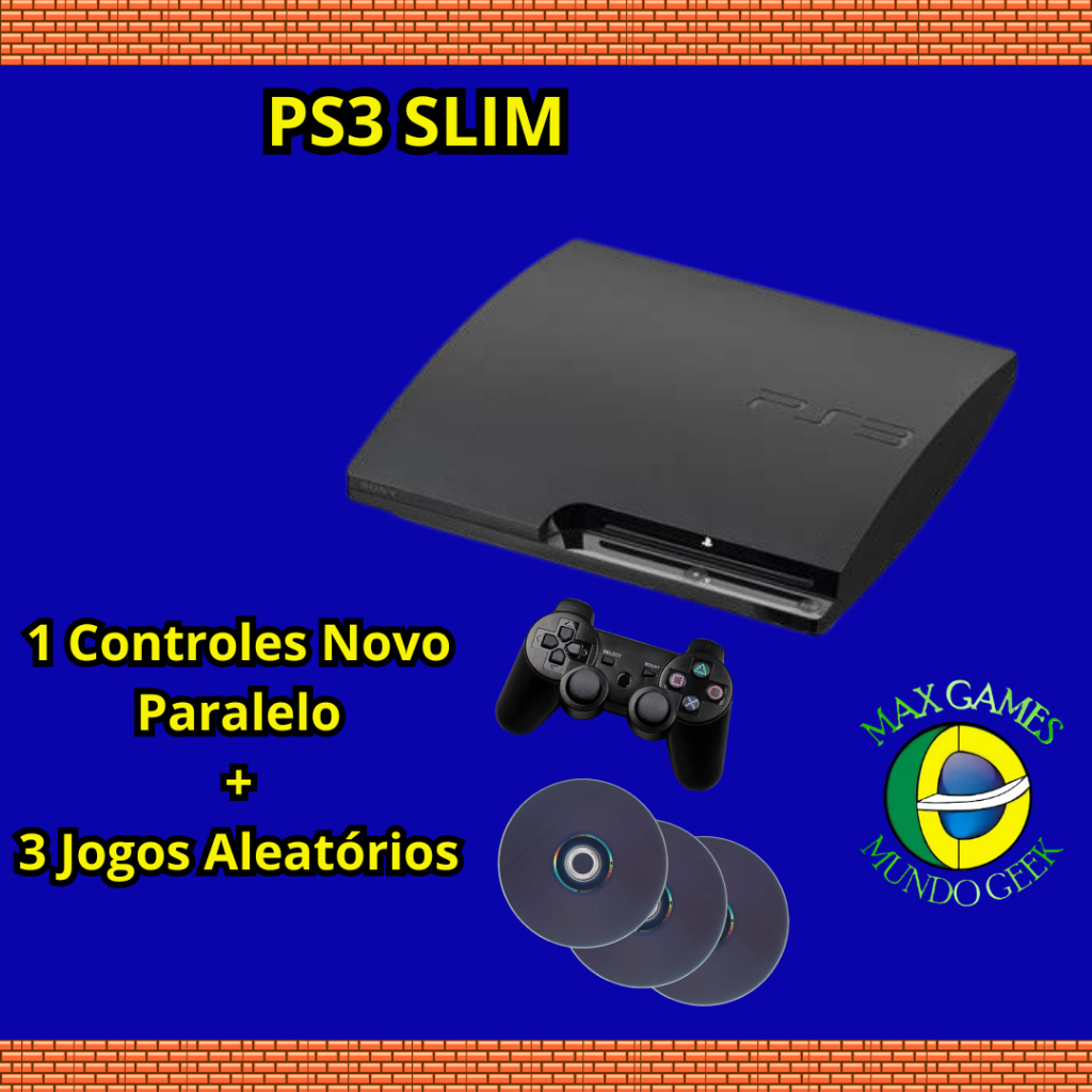 Sony Playstation 3 Super Slim 500gb 2 Controles + 3 Jogos Cor