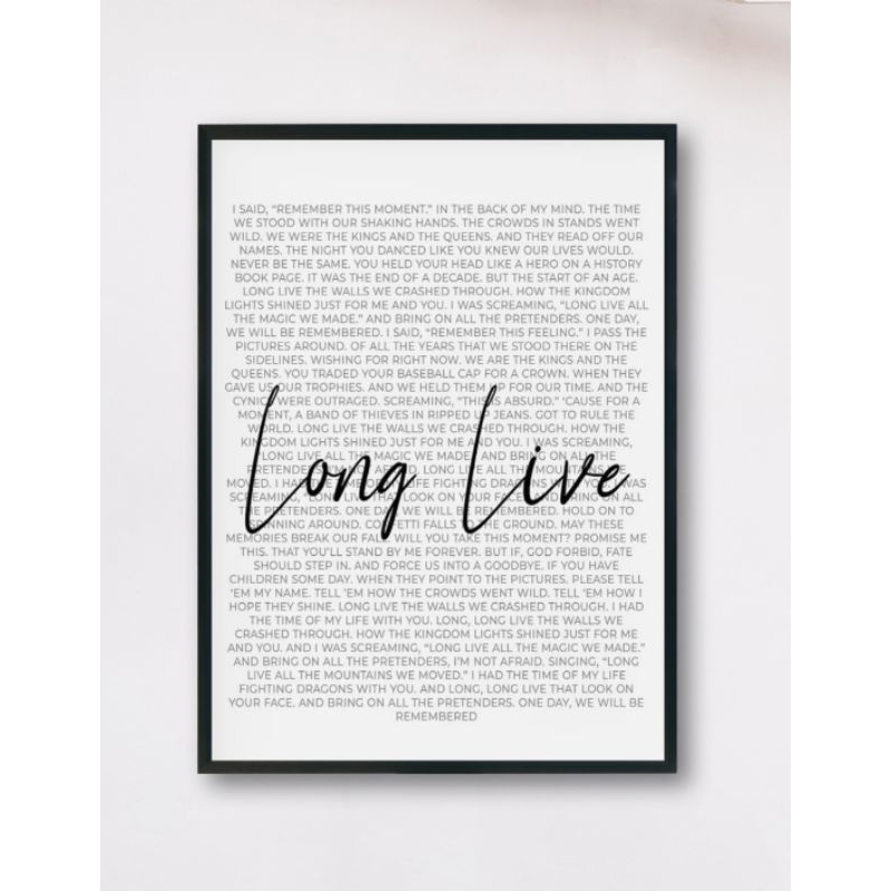 Quadro Taylor Swift Long Live A4 Moldura Preta