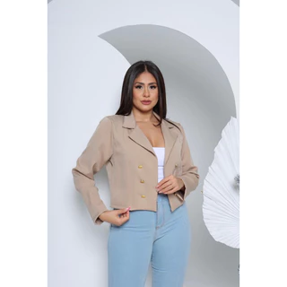 Blazer Feminino Curto Casaco Social Alfaiataria Cropped Feminino