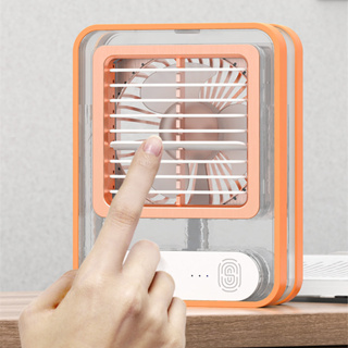 Ventilador Umidificador Ar Agua Touch De Mesa 3 Velocidades Led Recarregável USB Portatil Silencioso Refrescante
