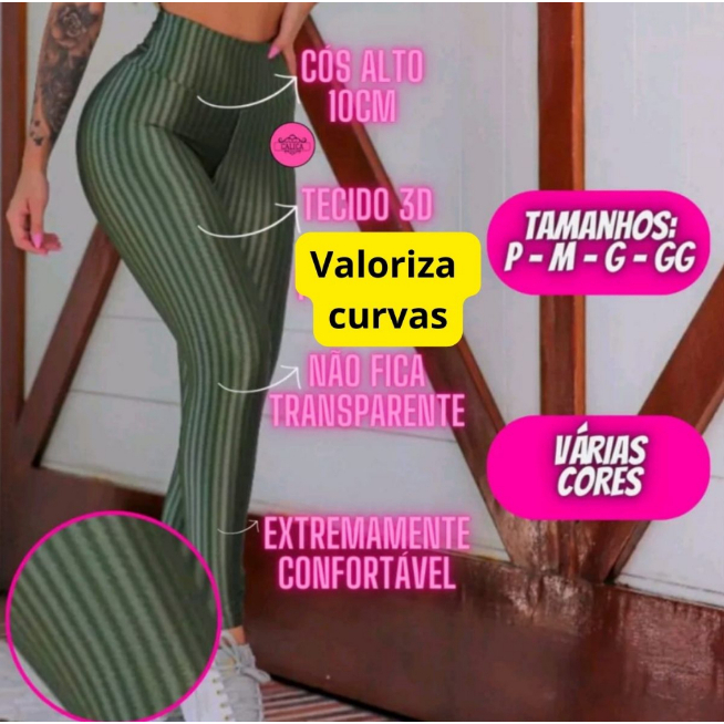 Calça Legging Cirre 3D Academia Cós Reto Pink, Moda LLevo