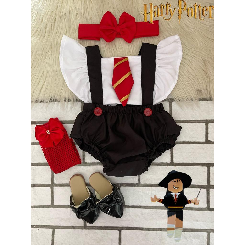 Romper Harry Potter jardineira temática para mesversario