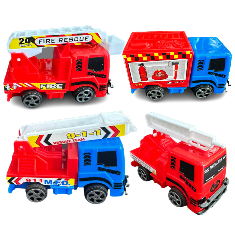 Kit Com 4 Veículos Bombeiros Em Ação - Conjunto Bombeiro Com Onibus E  Caminhões - Caminhão Fire Recue - Brinquedo Carrinho Infantil