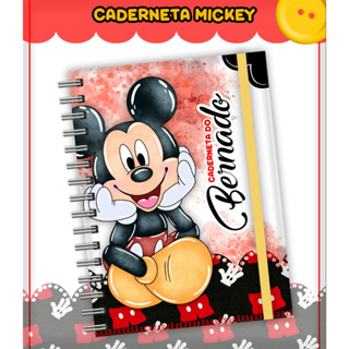 Caderneta de Vacina Mickey Aquarela Personalizada C/ Nome - Capa dura