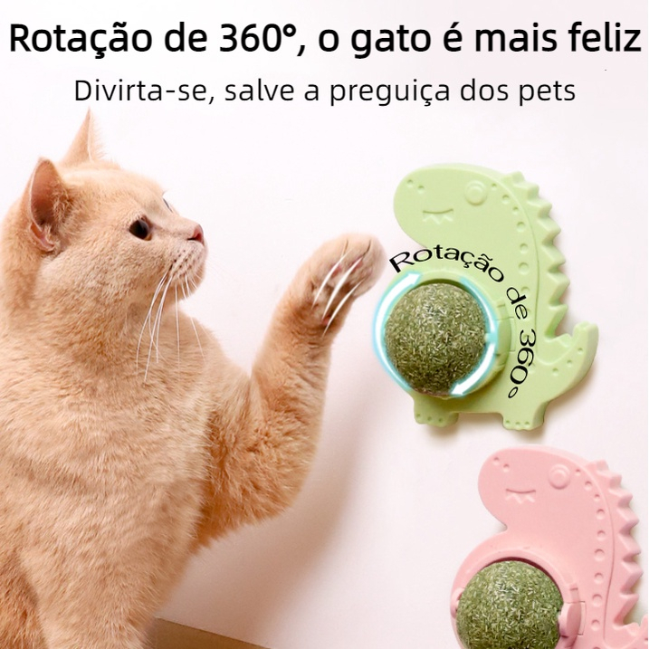 Brinquedo Bola com Catnip Cola na Parede Chão Erva de Gato Natural Melhora Hálito