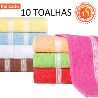 Kit 10 Toalhas de Banho Madri Popular Simples Ótima Absorção