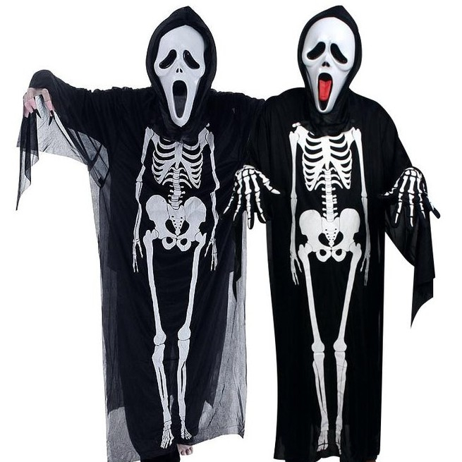 Manto Black Death para festa de Halloween, capa para crianças e adultos,  esqueleto de caveira, traje de baile