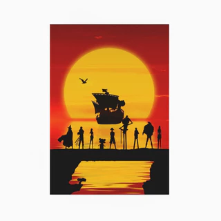 Quadro Metalizado Navio de Luffy em Sombras One Piece Anime Placa Decorativa Brilhante Pôster